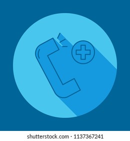 Medical help flat long shadow icon. Element of medicine icon for mobile concept and web apps. Long shadow Medical help icon can used for web and mobile on blue background