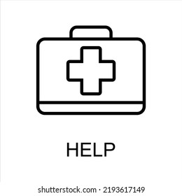 Medical Help Icon. Help Linear Icon. Hospital And Medicine Symbol. Simple Line Design On White Background. Vector Eps10