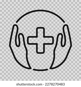 Medical help icon vector editable stroke, line symbol, Medical help sign outline on transparent background.