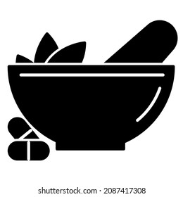 Medical herbs icon in modern silhouette style design. Vector illustration isolated on a white background.