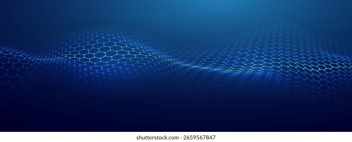 Medical hexagon background featuring honeycomb patterns and blue science elements. 3D molecule textures for biotech or nano designs. Futuristic mesh grids or chemical shields for tech banners.