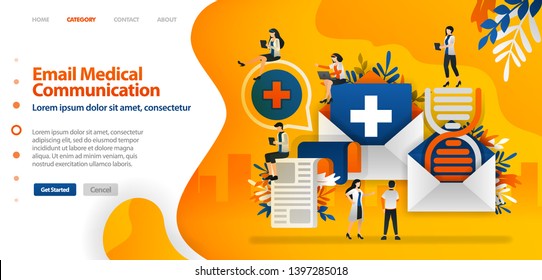 Medical history and DNA are sent by email to facilitate communication between health documents .vector illustration concept can be use for landing page, ui ux, web, mobile app, poster, banner, website