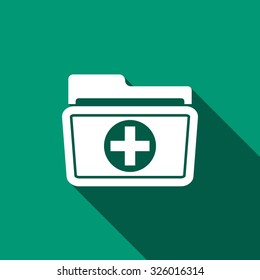 Medical history flat icon with long shadow. Vector Illustration