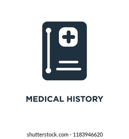 Medical history icon. Black filled vector illustration. Medical history symbol on white background. Can be used in web and mobile.