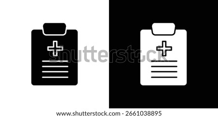 Medical history icon in flat version on black and white background