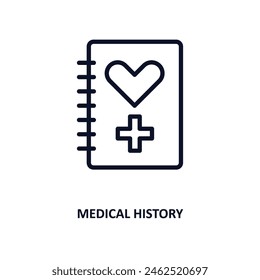 medical history icon. Thin line medical history icon from medical collection. Outline vector isolated on white background. Editable medical history symbol can be used web and mobile