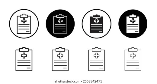 Ícone de histórico médico Conjunto de ilustrações de vetor de linha fina