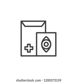Medical history outline icon. linear style sign for mobile concept and web design. Optometrist paper document simple line vector icon. Symbol, logo illustration. Pixel perfect vector graphics