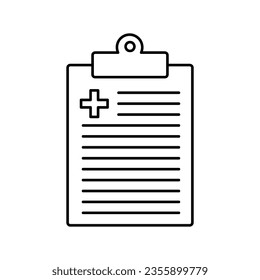 Medical history outline icon. Medical report clipboard simple line icon illustration on white background..eps