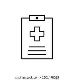 Medical history outlined vector icon. clinic illustration symbol. Medical archive sign or logo.