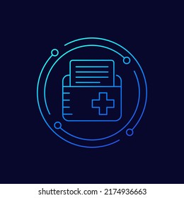 Medical History Or Patient File Icon, Linear Design