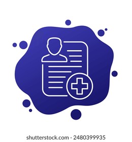 medical history, patient file line icon, vector