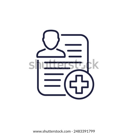 medical history, patient file line icon on white