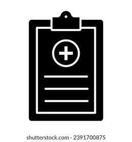 Medical history solid icon, International dentist day concept, medical report sign on white background, Medical records icon in glyph style for mobile and web design. Vector graphics