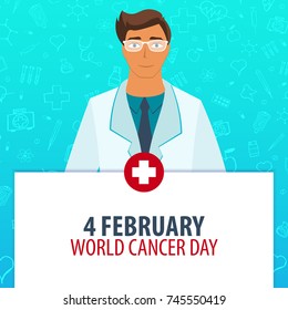 Medical holiday. 4 February. World Cancer Day. Vector medicine illustration