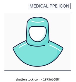 Medical hood color icon. Personal protective equipment. Barrier between person and germs. Medical PPE concept. Isolated vector illustration