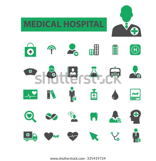 medical hospital, clinic\
icons, signs vector concept set for infographics, mobile, website,\
application\
