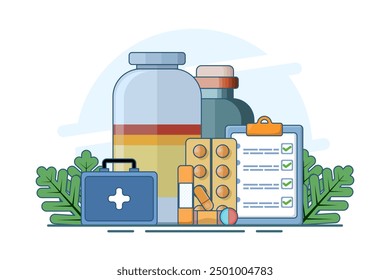 medical hospital concept, health check, medical record metaphor flat design vector, simple and modern style graphic element for websites, web pages, templates, info graphics, web banners.