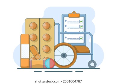 medical hospital concept, health check, medical record metaphor flat design vector, simple and modern style graphic element for websites, web pages, templates, info graphics, web banners.