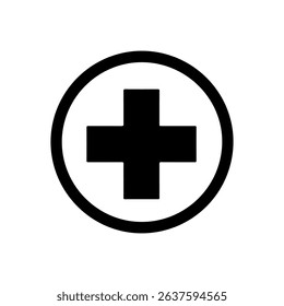 Medical hospital cross health silhouette icon vector flat design on white background