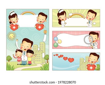 Medical hospital doctor health illustration advertising banner