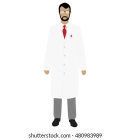 Medical hospital doctor, scientist in uniform vector illustration.