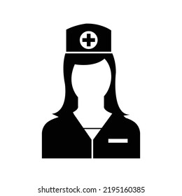 Medical hospital female nurse icon | Black Vector illustration |