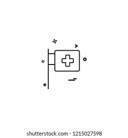 medical hospital flagpole icon vector desige