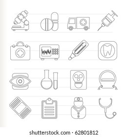 medical, hospital and health care icons - vector icon set