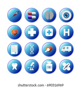 medical, hospital and health care icons - vector icon set