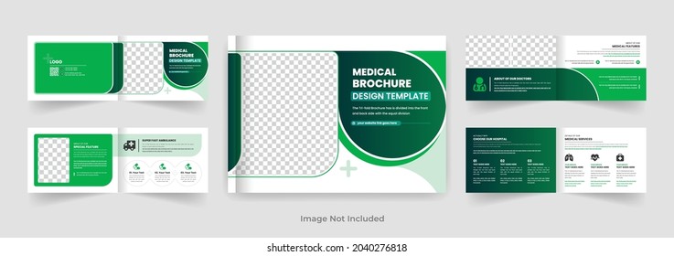 medical and hospital landscape brochure design template. colorful modern creative multi page design unique layout theme