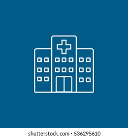 Medical Hospital Line Icon On Blue Background