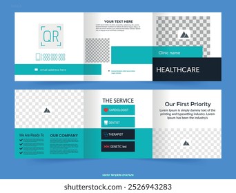 Medical hospital square trifold brochure template. Leaflet