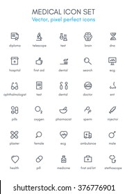 Medical, hospital theme line icon set. Pixel perfect fully editable vector icon suitable for websites, info graphics and print media.