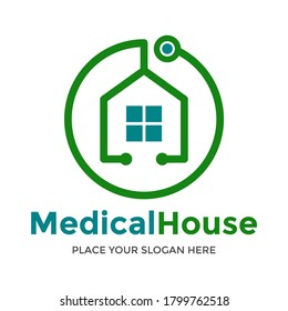 Medical House or clinic vector logo template. This logo with stethoscope.