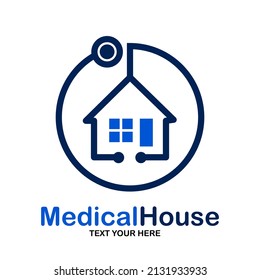 Medical House or clinic vector logo template. This logo with stethoscope