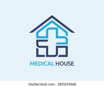 Medical house logo design illustration.