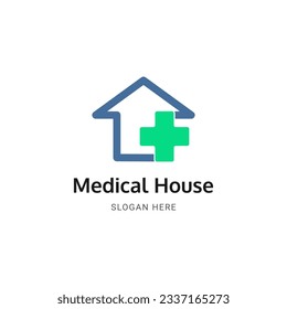 MEDICAL HOUSE LOGO VECTOR ILLUSTRATION, MEDICAL LOGO WITH HOUSE AND CROS ICON