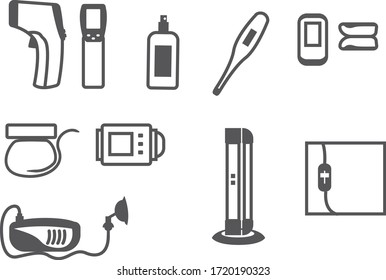 medical household electronic devices icons set