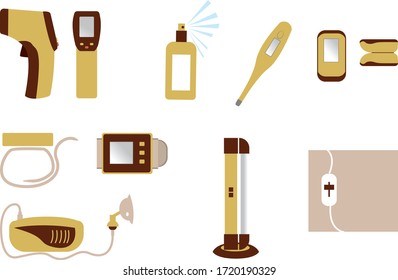 medical household electronic devices icons set