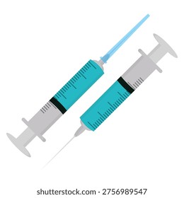 A medical hypodermic syringe with a sharp needle isolated on a white background represents essential healthcare equipment used for vaccination and hospital medication delivery