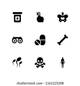medical icon. 9 medical set with binoculars with eyes, stomach, drug and pain vector icons for web and mobile app