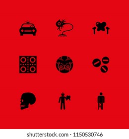 medical icon. 9 medical set with human body, biology, breast and broken leg vector icons for web and mobile app