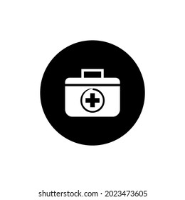 Medical icon circle black color editable. Medic icon. FIrst aid kit icon.