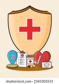 Medical icon color and shadow concept. Treatment and service .protect disease   