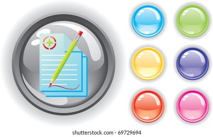 Medical icon and colorful buttons set. Isolated on a white background. Vector illustration (EPS8). All parts (object) closed, possibility to edit. Without transparency