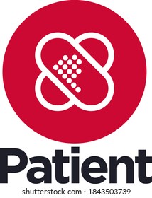 Medical icon crossed bandages  with letter P inside