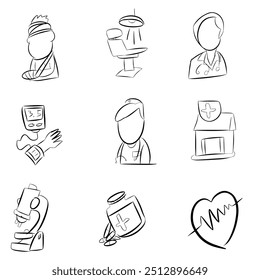 medical icon, doctor, suster,  medical equitment, patient cartoon for illustration or icon drawing
