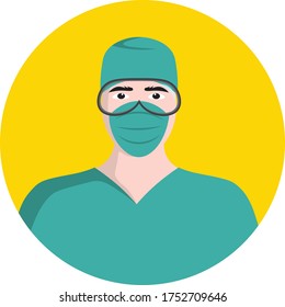 Medical Icon Of Doctor, Vector Flat Illustration, Symbols For Apps, Web Or Print. Healthcare Workers In Uniform, 