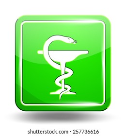 Medical Icon. Emergency Symbol. Green Set Square Shape 